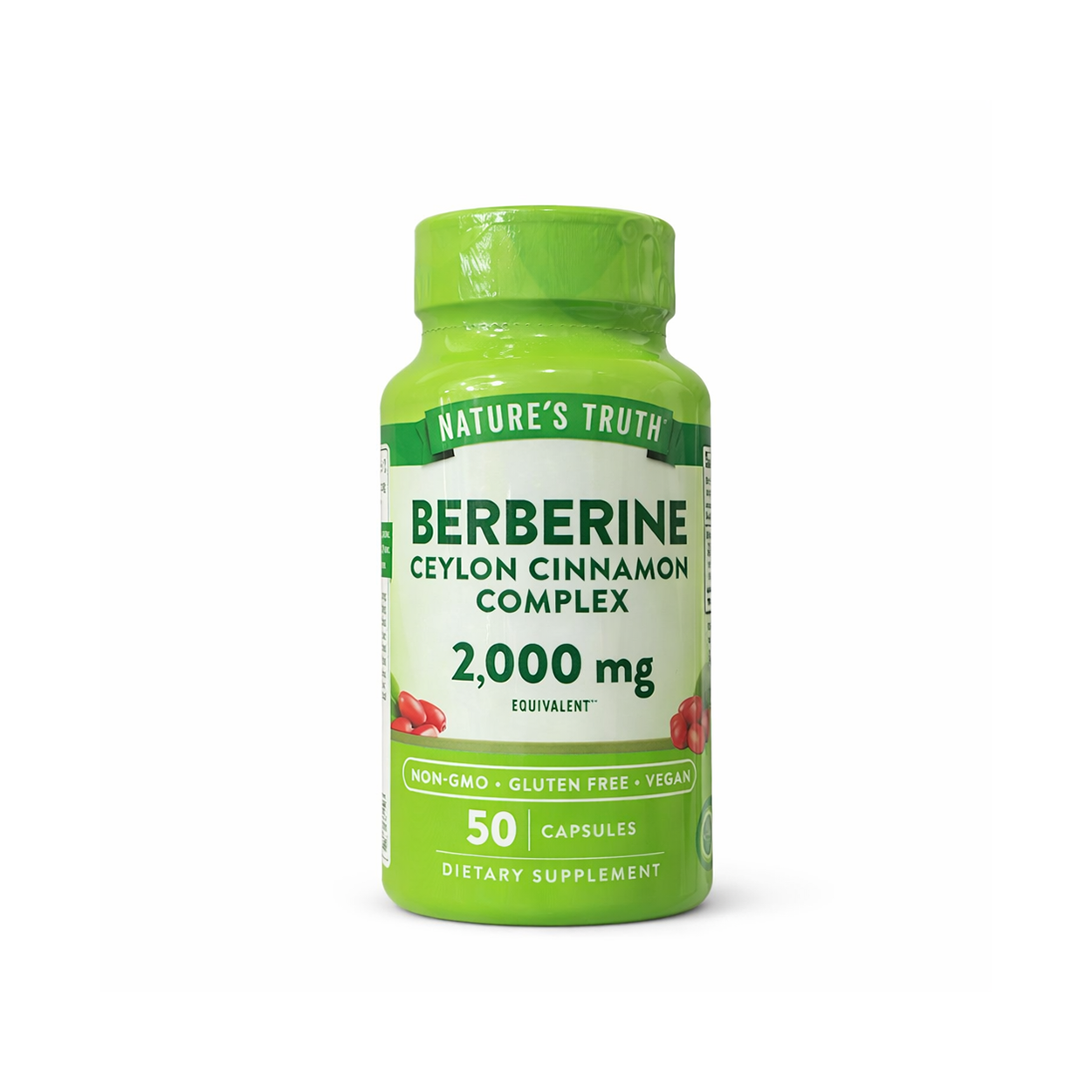 Nature’s Truth Berberine Ceylon Cinnamon Complex 2000mg dietary supplement capsules 50 count bottle for blood sugar and metabolic support