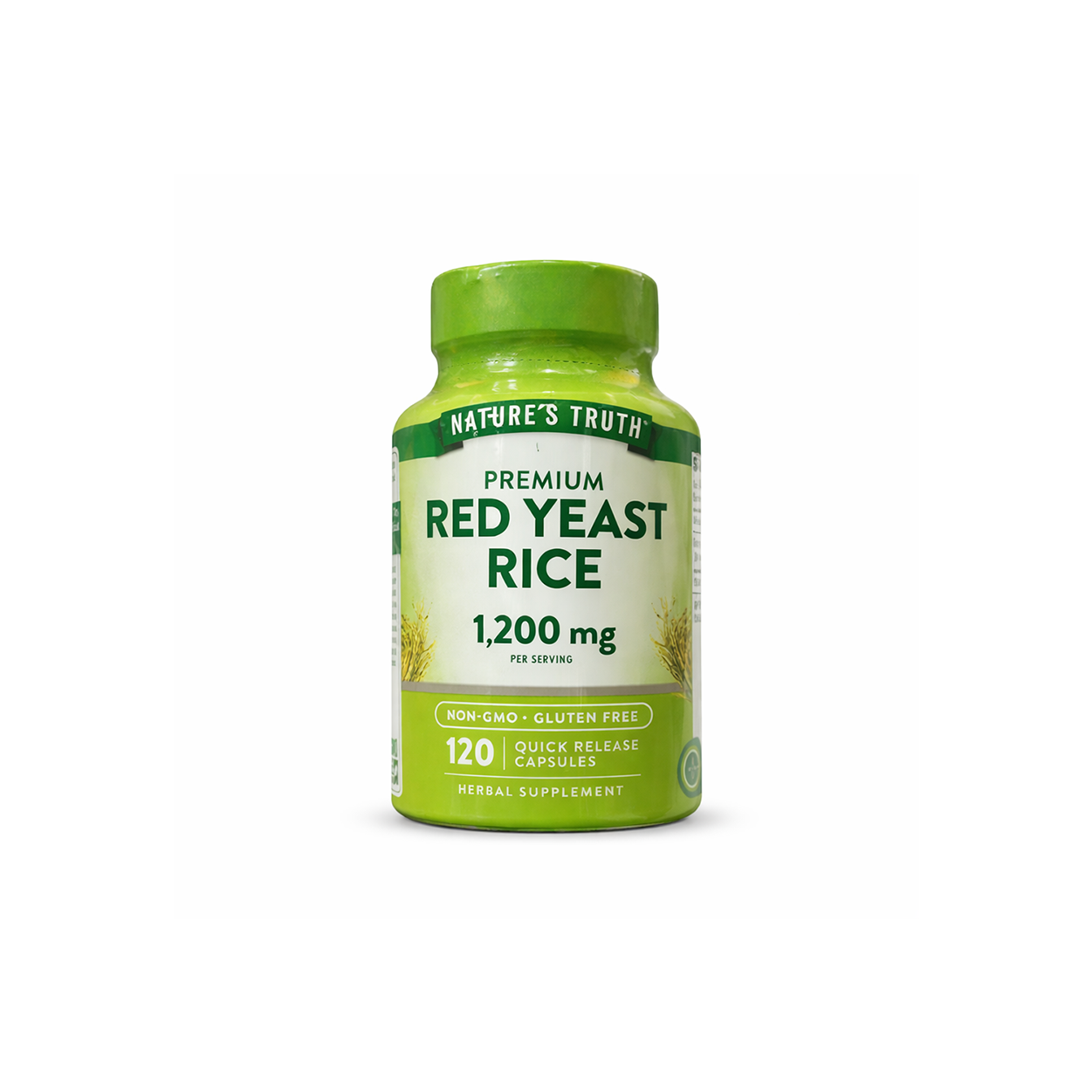 Nature’s Truth Premium Red Yeast Rice 1200 mg quick release capsules bottle with 120 capsules for cholesterol and cardiovascular health support