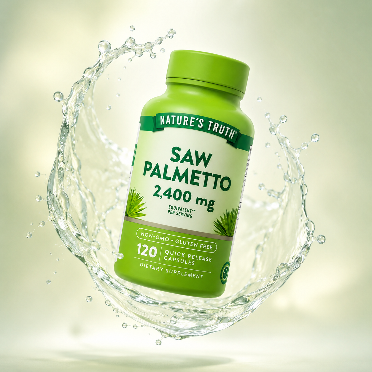 Nature’s Truth Saw Palmetto 2400 mg quick release capsules bottle 120 count herbal supplement for men’s prostate and urinary health support