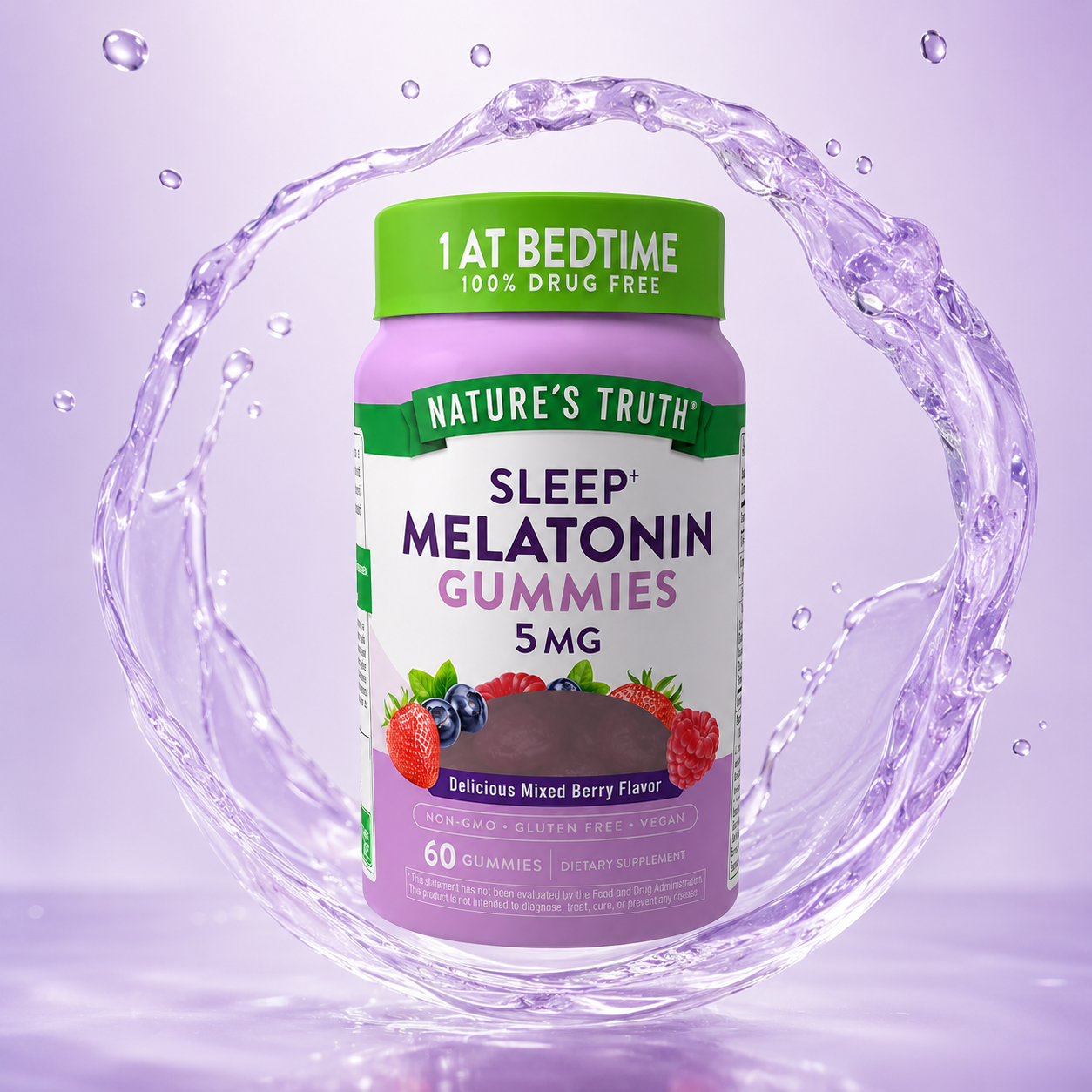 Nature’s Truth Sleep+ Melatonin Gummies 5MG 60 Gummies for restful nighttime sleep support and bedtime relaxation