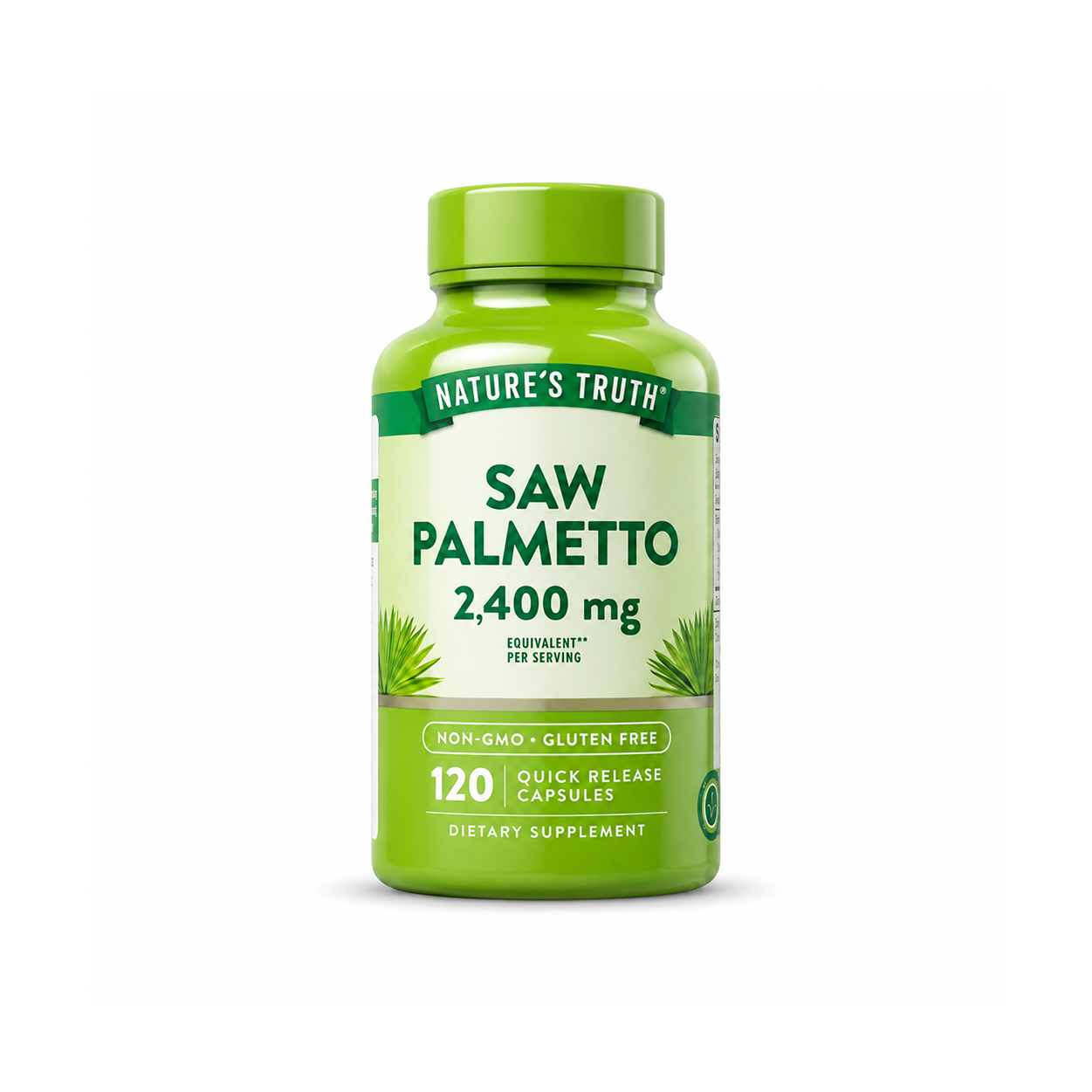 Nature’s Truth Saw Palmetto 2400 mg quick release capsules bottle 120 count herbal supplement for men’s prostate and urinary health support