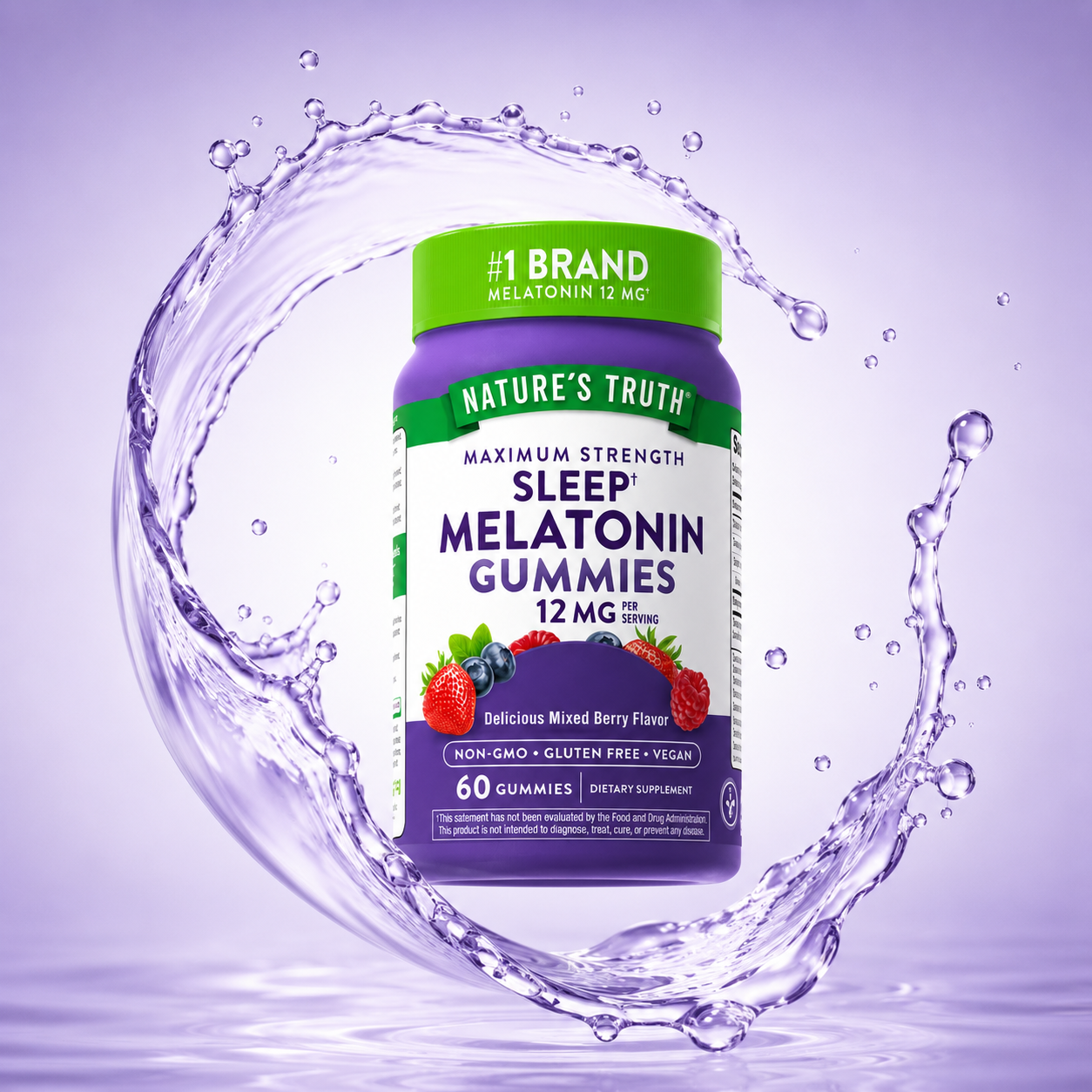 Nature’s Truth Sleep Melatonin Gummies 12mg 60 Gummies sleep support supplement for restful sleep and nighttime relaxation