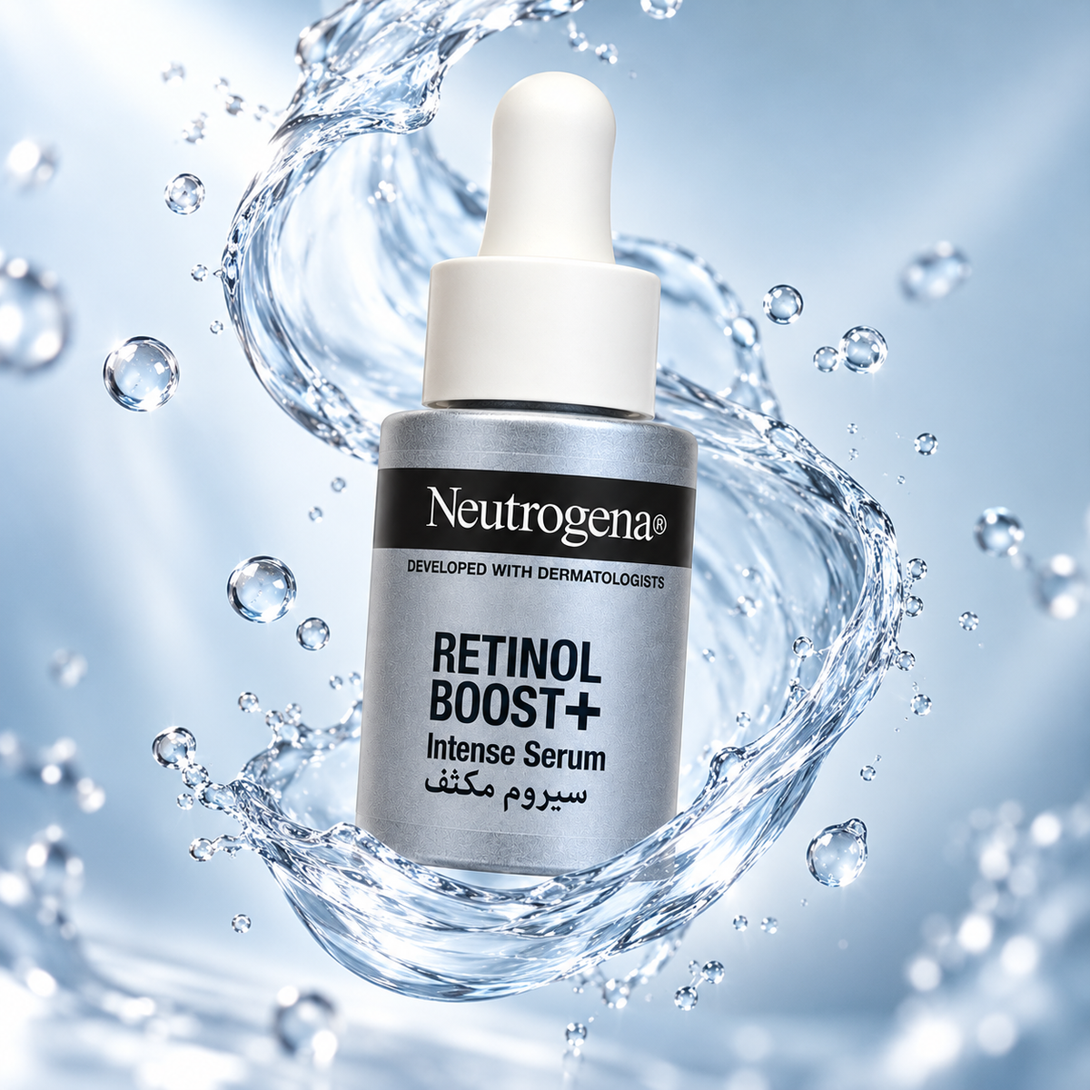 Neutrogena Retinol Boost+ Intense Serum 30ml, concentrated retinol face serum for smoother, firmer-looking skin