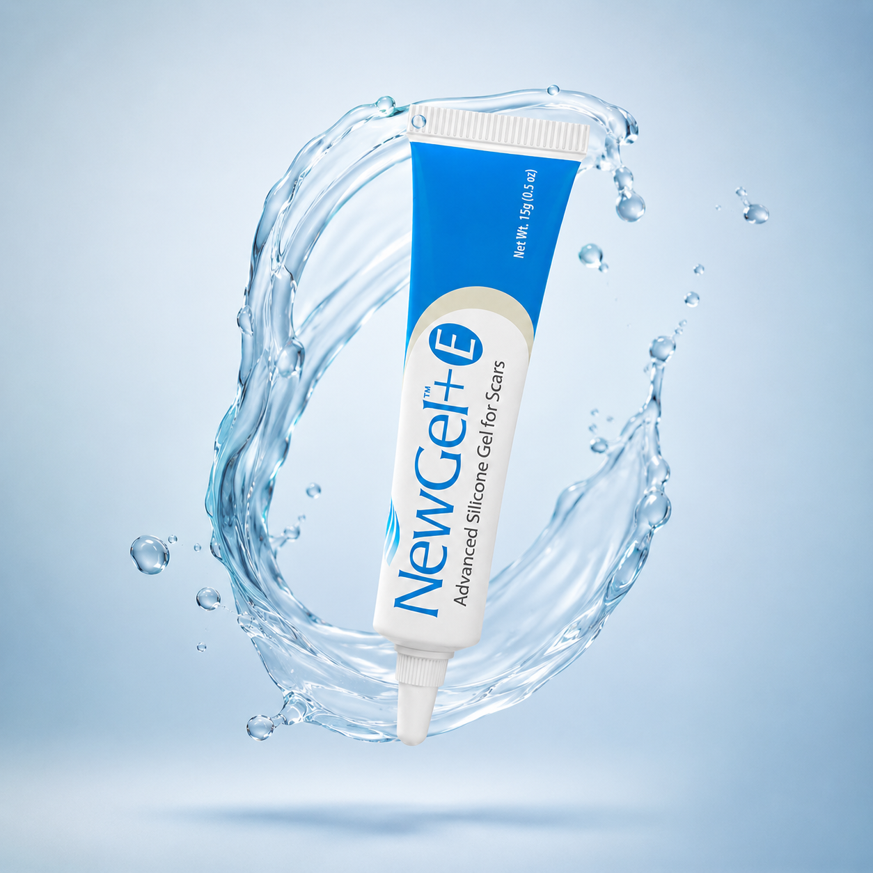 NewGel+E Advanced Silicone Gel for Scars 15g silicone scar gel tube that helps reduce the appearance of old and new scars.
