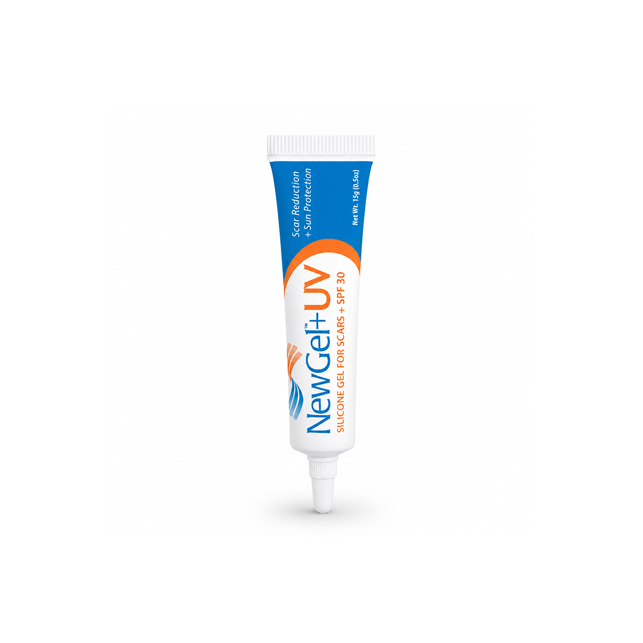 NewGel+UV Silicone Gel for Scars + SPF 30 15g silicone scar gel that helps reduce scar appearance while providing SPF 30 sun protection.