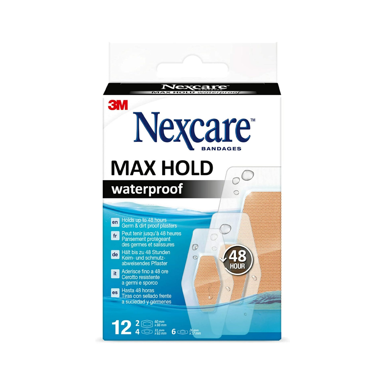 Nexcare Max Hold W/P Bandages 12`S