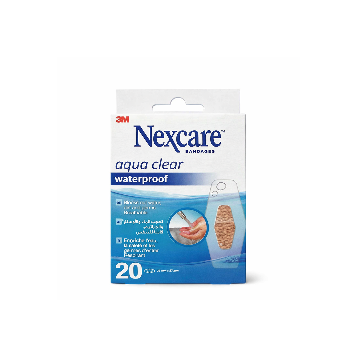 3M Nexcare Aqua Clear Waterproof Bandages 20 strips ultra thin transparent plasters for protecting cuts from water and germs