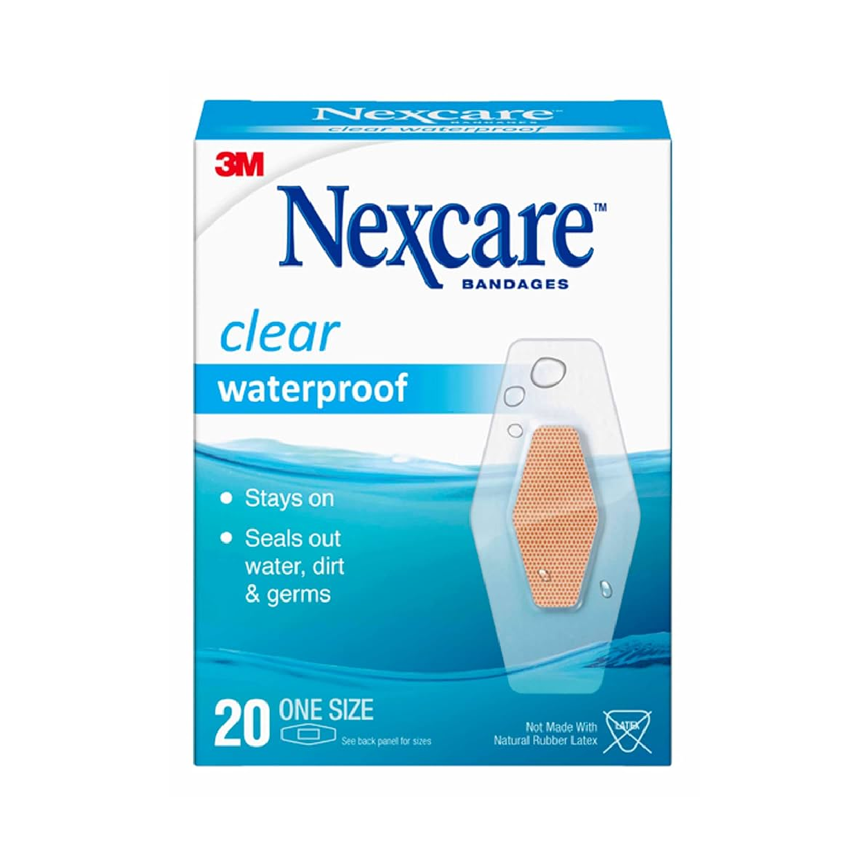 3M Nexcare Aqua Clear Waterproof Bandages 20 pcs transparent adhesive bandages for shower and swimming wound protection