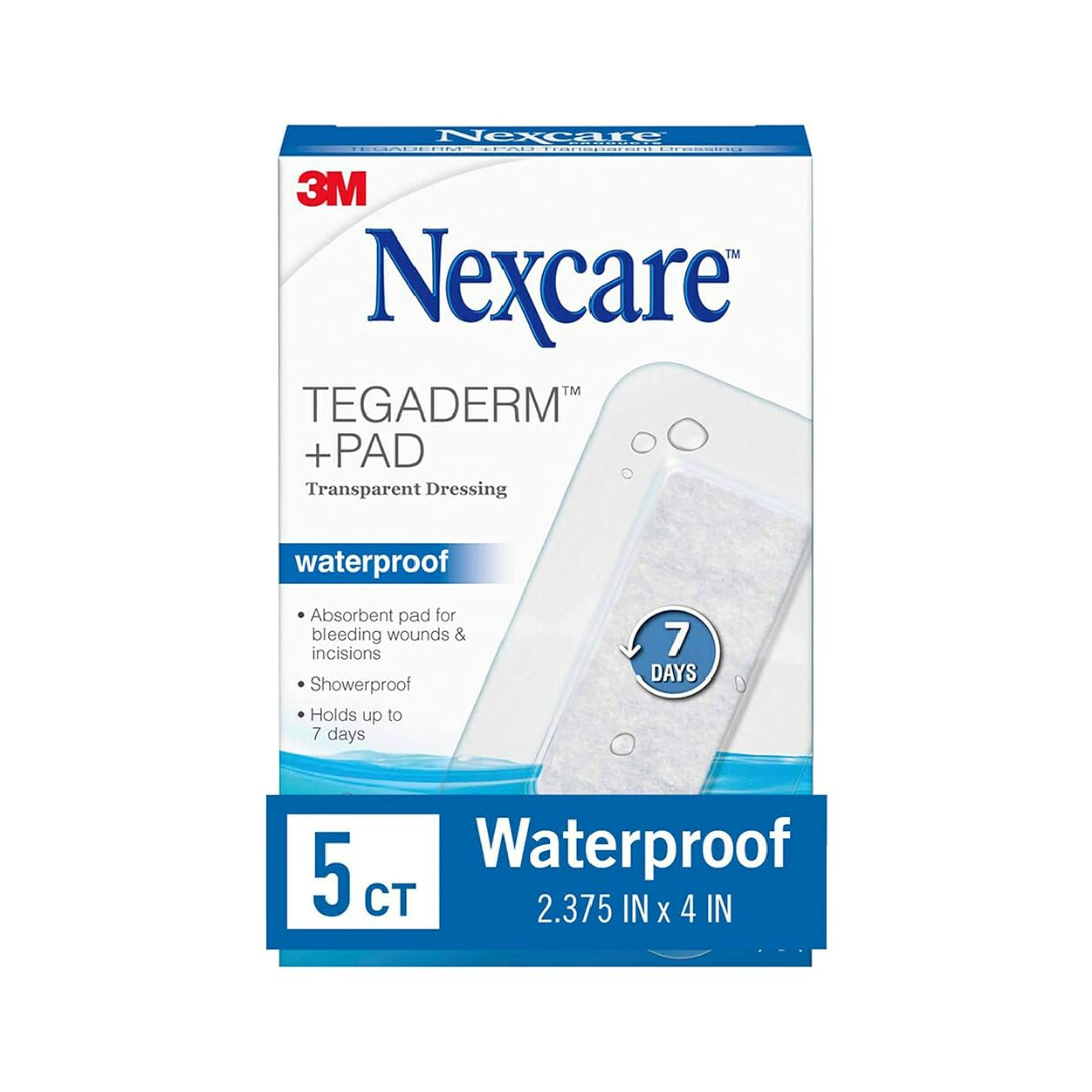 3M Nexcare Tegaderm + Pad Transparent Dressing 5 pack waterproof wound dressing with absorbent pad for cuts and burns