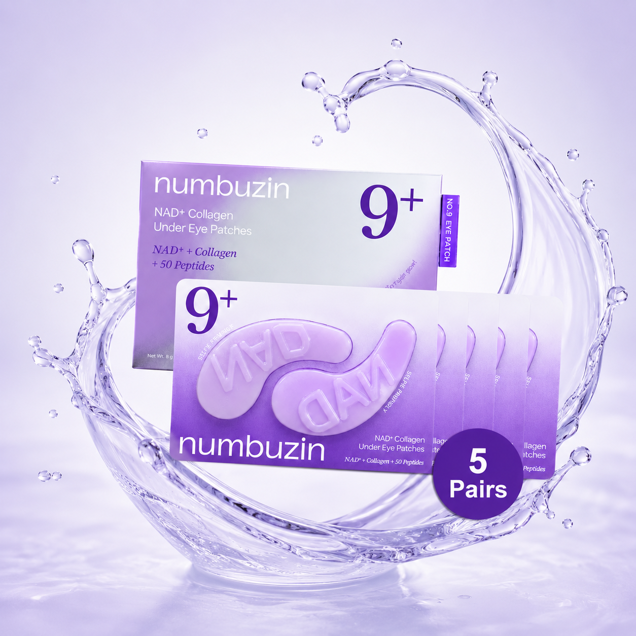 Numbuzin No.9 NAD+ Collagen Under Eye Patches 8g x 5 pairs for refreshed, hydrated and smoother-looking under-eyes