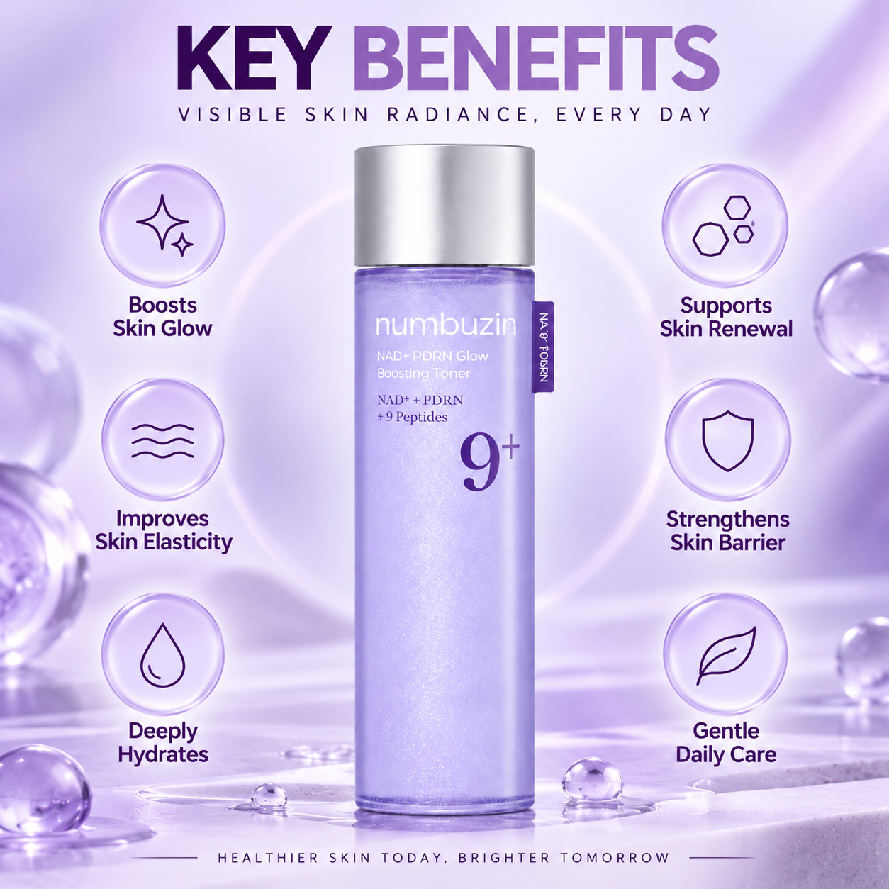 Numbuzin No.9 NAD+ PDRN Glow Boosting Toner 150ml facial toner for radiant, refreshed-looking skin