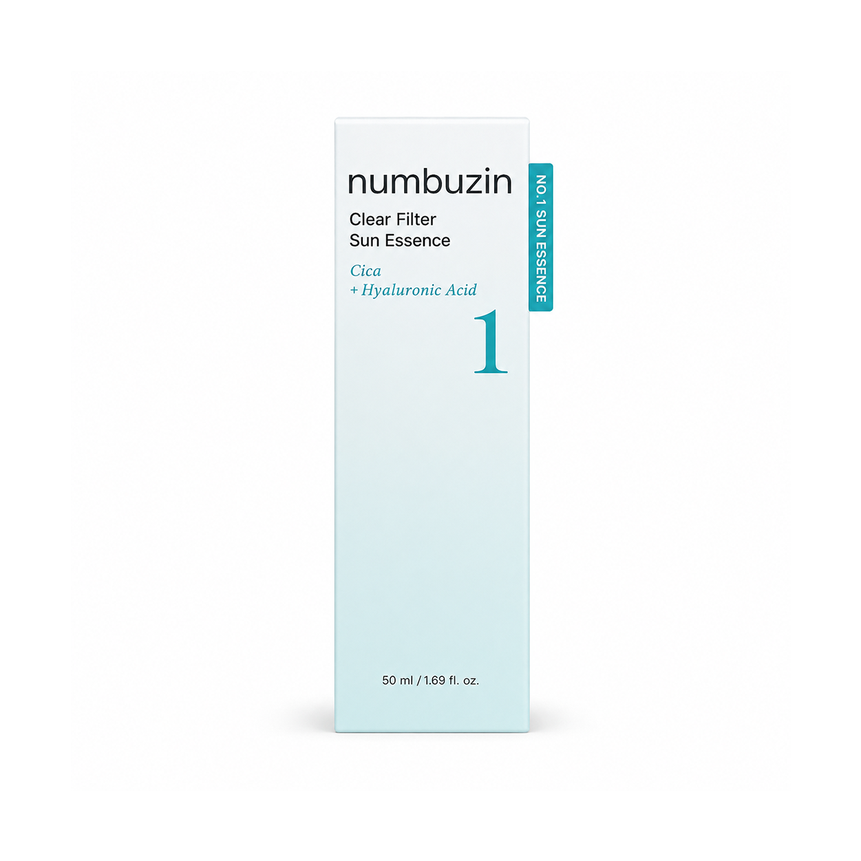 Numbuzin No.1 Clear Filter Sun Essence SPF50+ PA++++ 50ml facial sunscreen providing lightweight hydration and broad-spectrum UV protection.