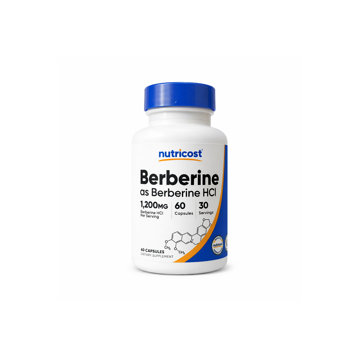 Nutricost Berberine HCL 1200mg 60 capsules dietary supplement bottle for blood sugar and metabolic health support