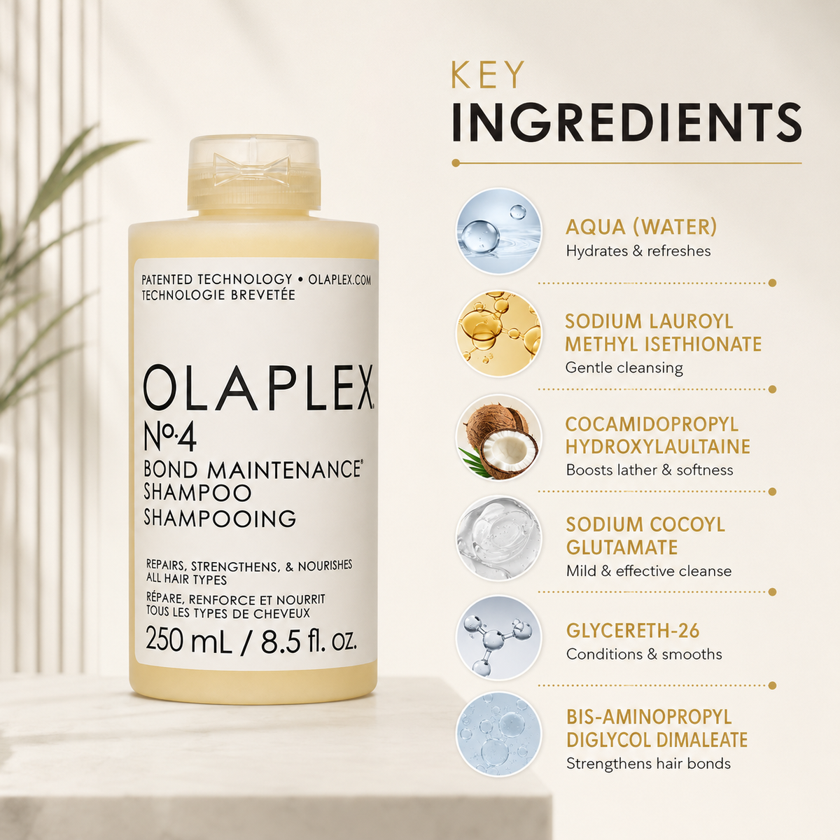 OLAPLEX No.4 Bond Maintenance Shampoo 250ml for damaged hair repair and stronger-looking strands
