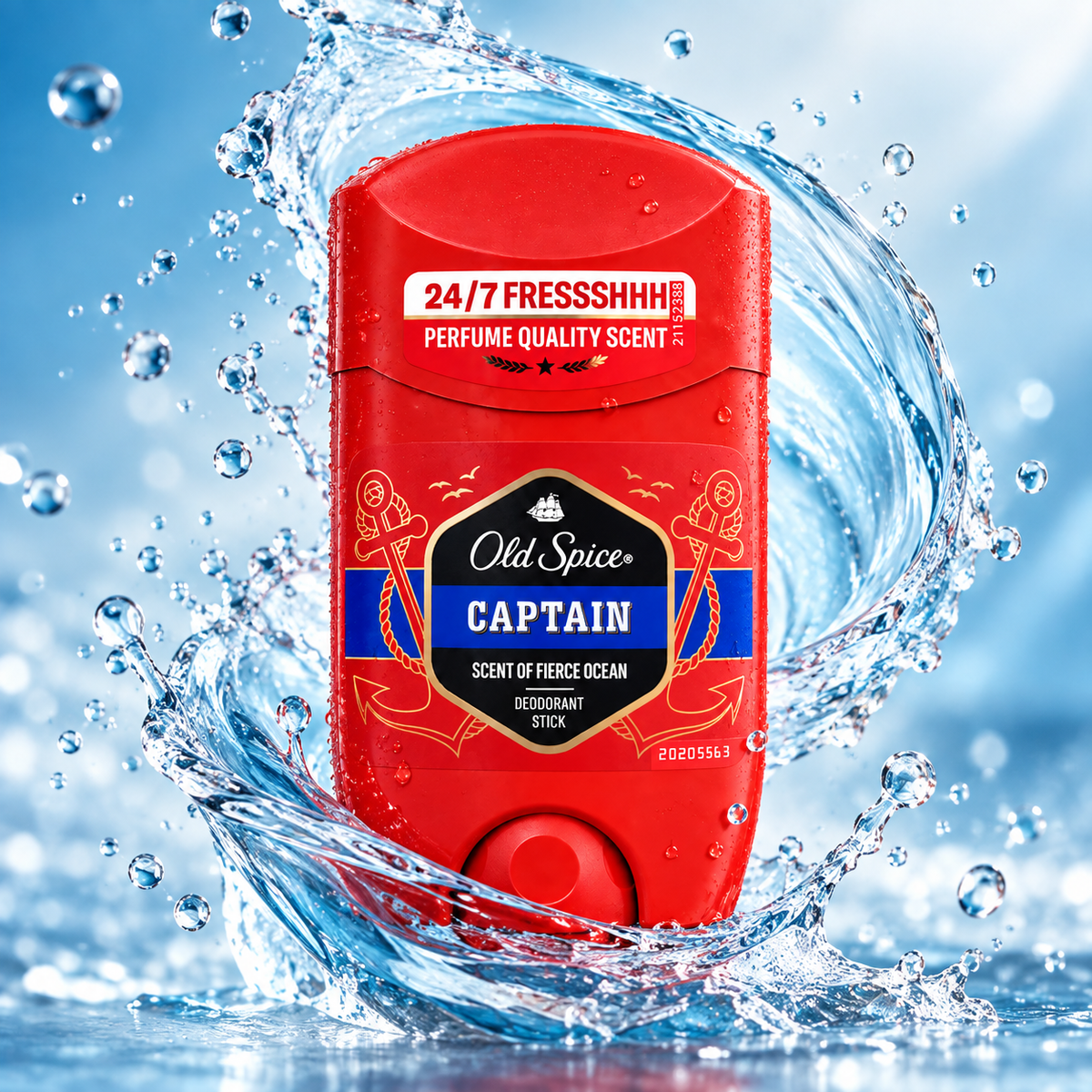 Old Spice Captain Scent of Fierce Ocean Deodorant Stick for 24/7 freshness and everyday underarm odor control