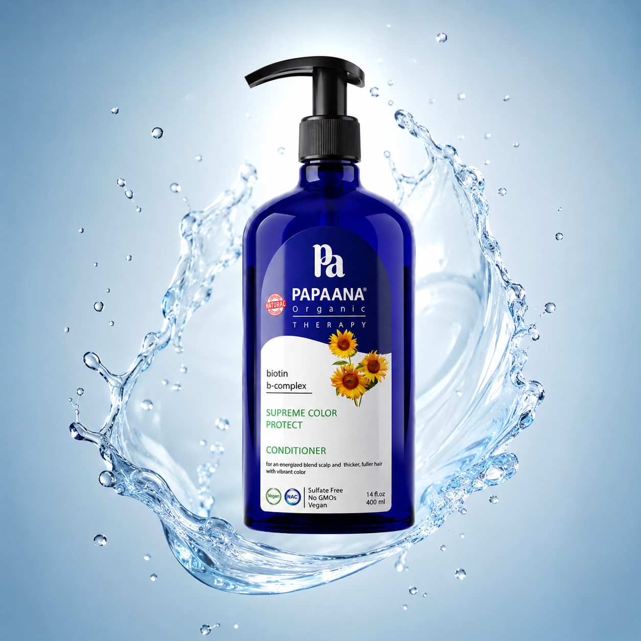 PAPAANA Organic Therapy Supreme Color Protect Conditioner 400ml sulfate-free hair conditioner that helps protect color-treated hair and enhance shine.