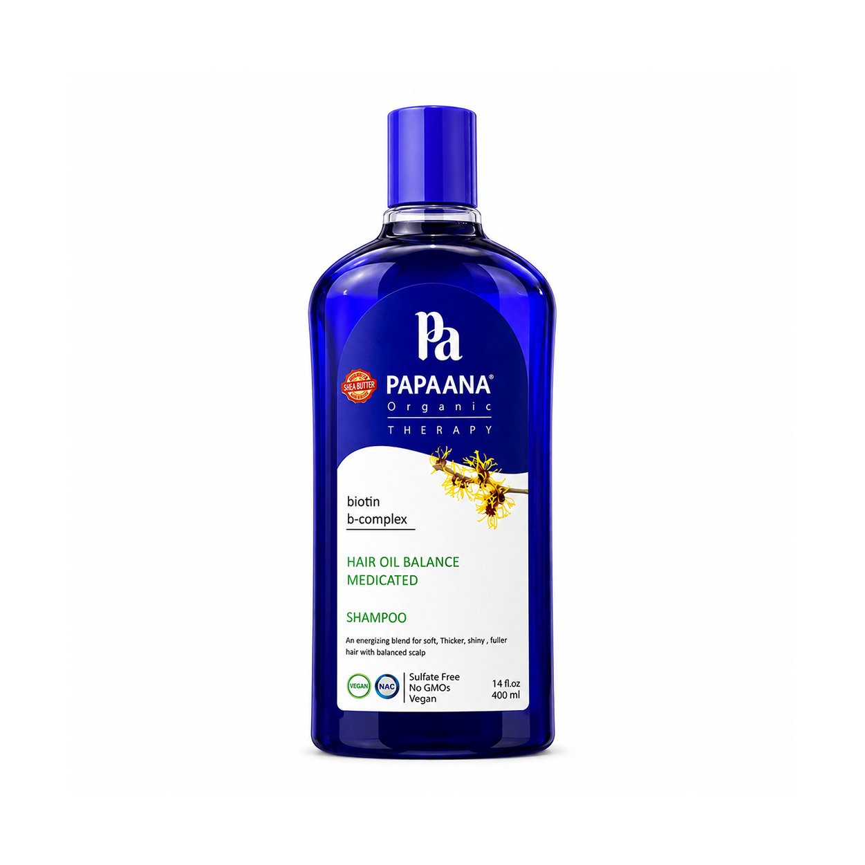 PAPAANA Organic Therapy Hair Oil Balance Medicated Shampoo 400ml sulfate-free oil control shampoo for oily scalp and healthier-looking hair.