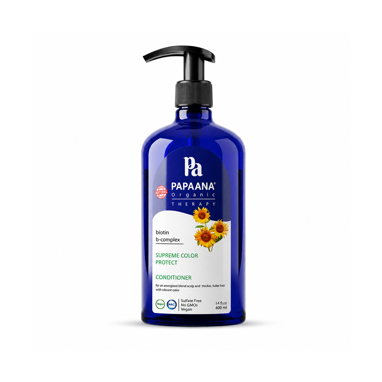 PAPAANA Organic Therapy Supreme Color Protect Conditioner 400ml sulfate-free hair conditioner that helps protect color-treated hair and enhance shine.