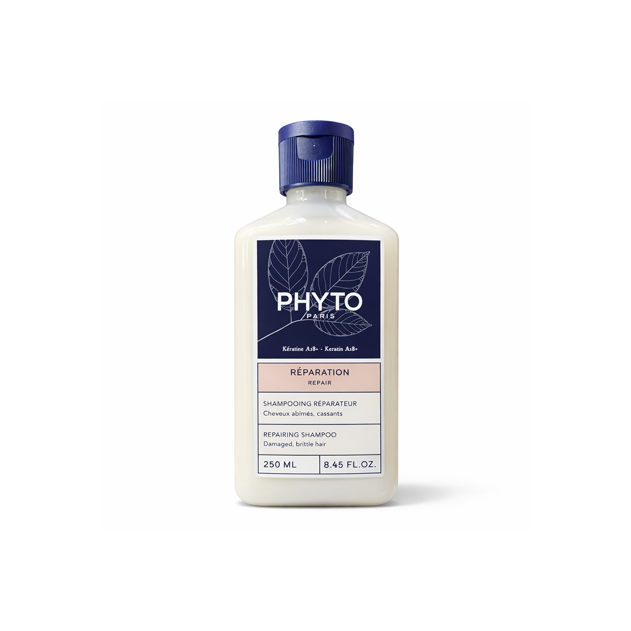 PHYTO PARIS Reparations Repairing Shampoo 250ml bottle for damaged hair, keratin A18+ formula to strengthen and repair brittle hair