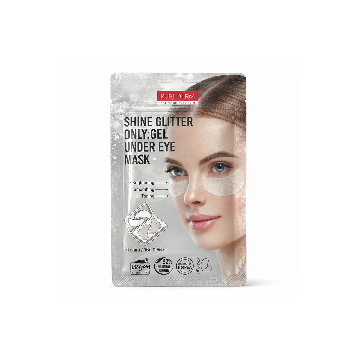 PUREDERM Shine Glitter ONLY Gel Under Eye Mask 6 pairs hydrating eye patches for brightening and reducing puffiness