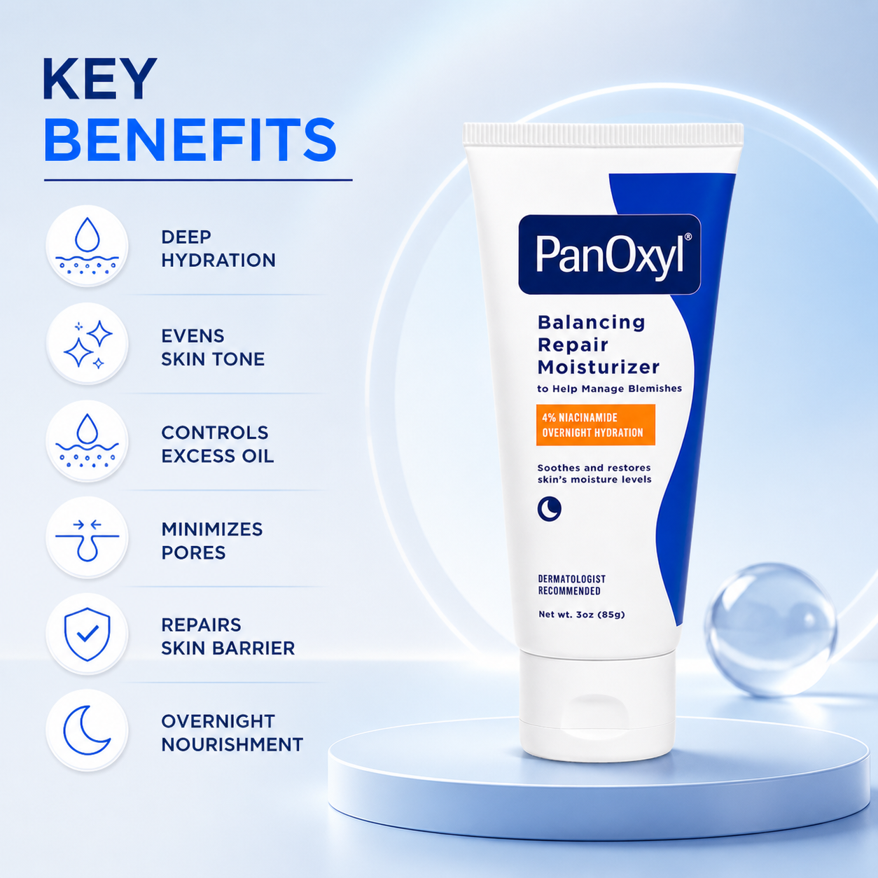 PanOxyl Balancing Repair Moisturizer 85g acne moisturizer with niacinamide for oil control and hydration