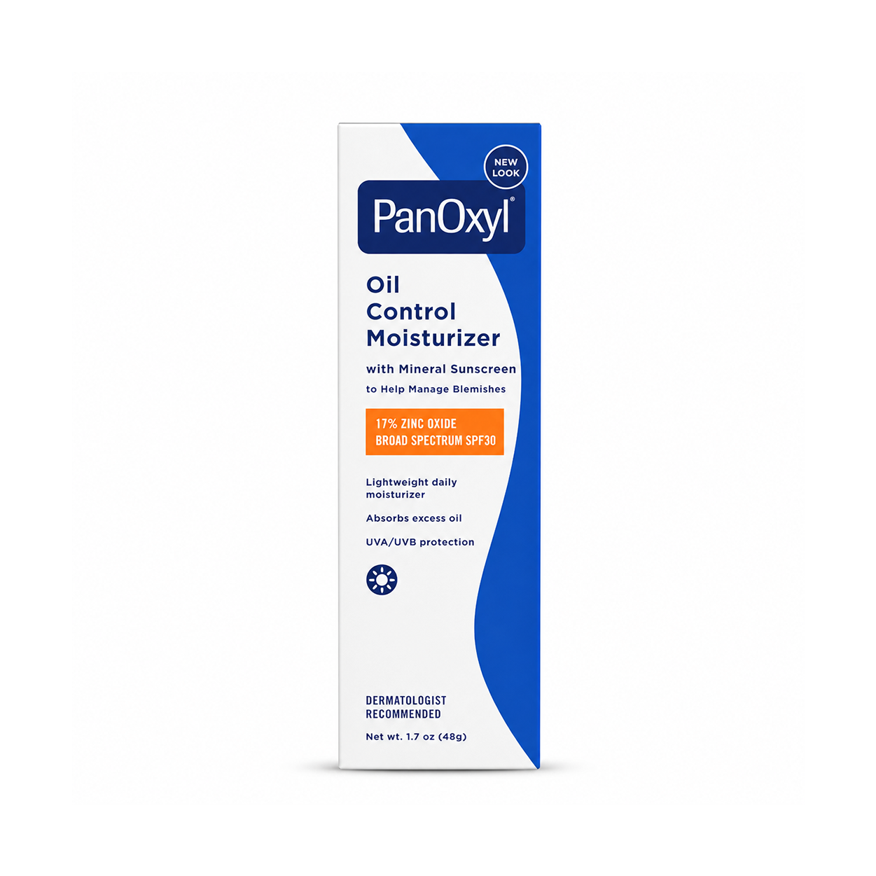 PanOxyl Oil Control Moisturizer with Mineral Sunscreen SPF30 48g tube for acne-prone skin with shine control and UV protection