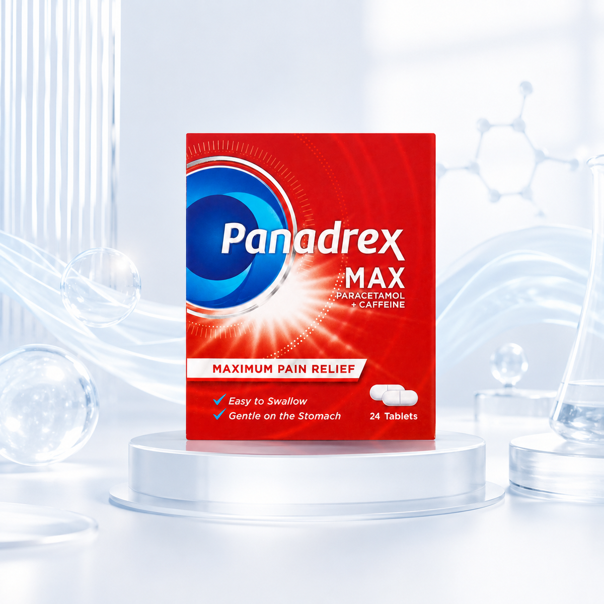 Panadrex MAX Paracetamol + Caffeine pain relief tablets, 24 tablets, for maximum pain relief