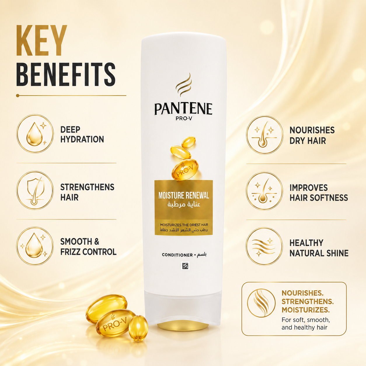 Pantene Pro-V Moisture Renewal Conditioner 360ml moisturizing hair conditioner for dry and brittle hair with frizz control