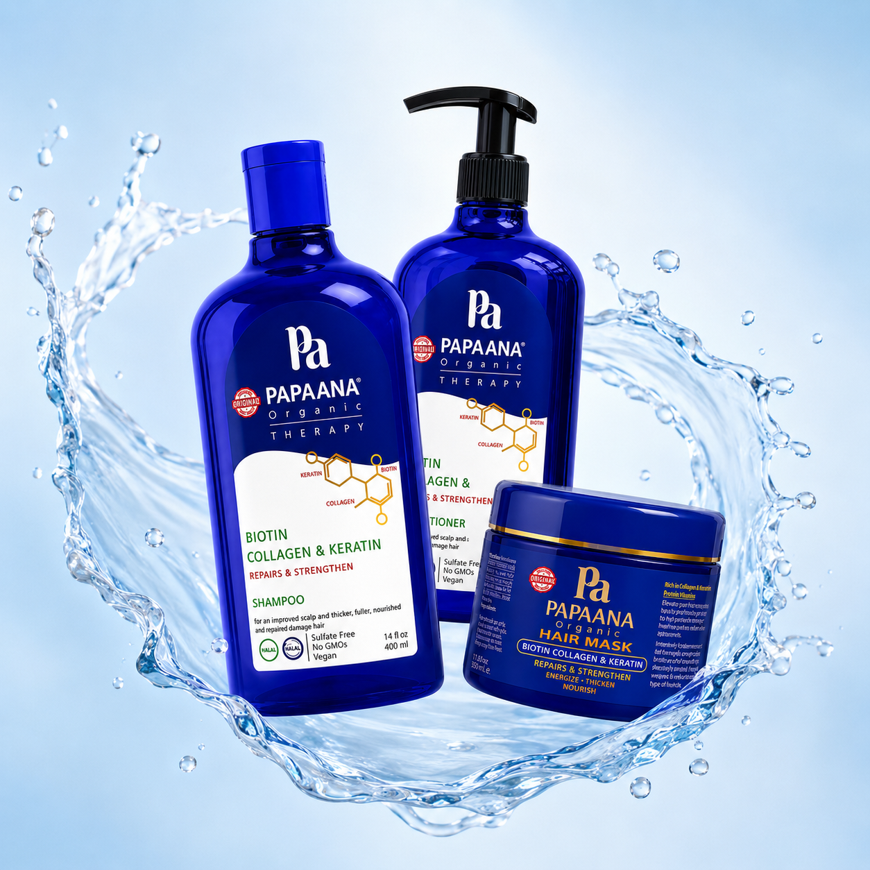 Papaana Organic Biotin, Collagen & Keratin Boost Set