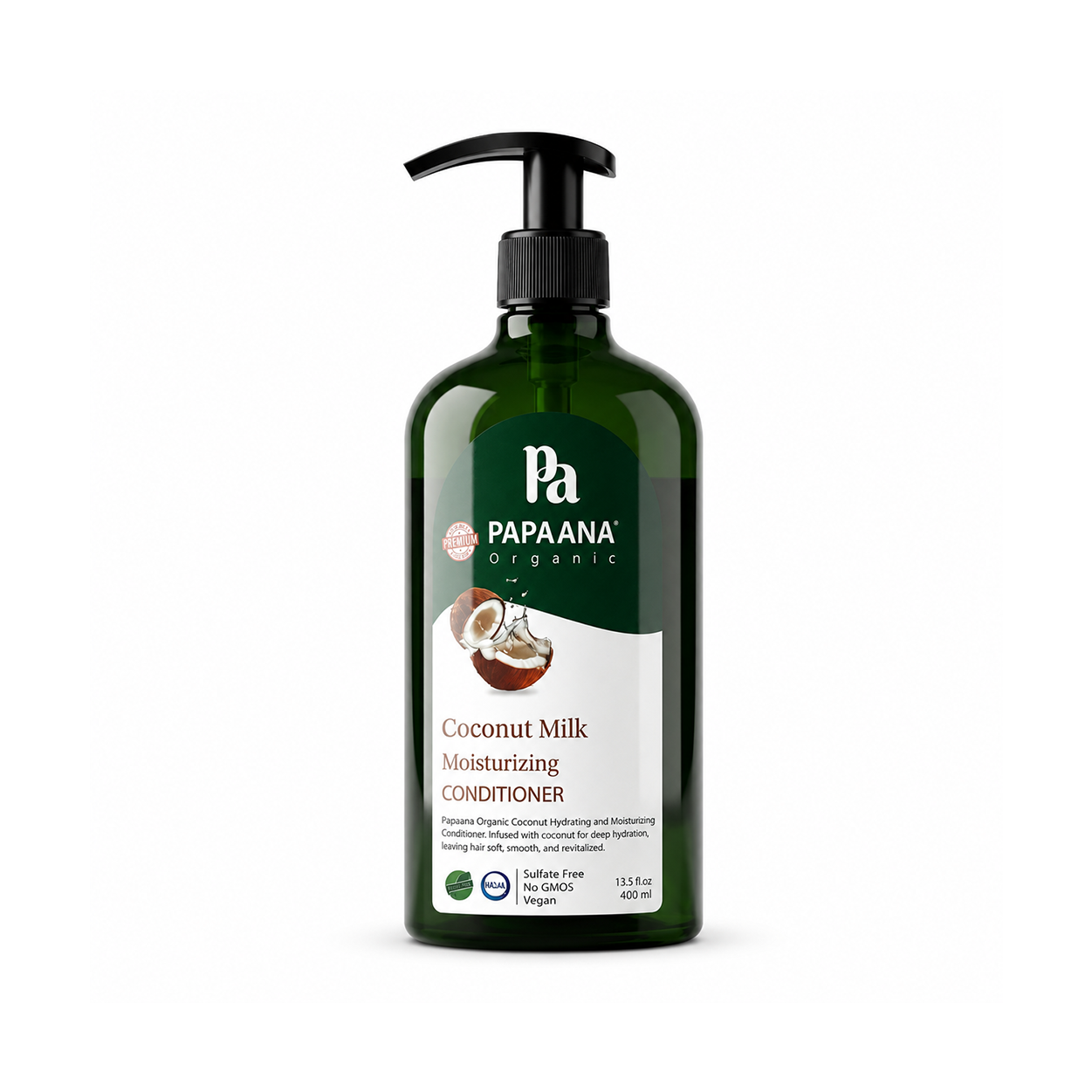 Papaana Organic Coconut Milk Moisturizing Conditioner 400ml moisturizing hair conditioner for dry hair, promoting softness and manageability.