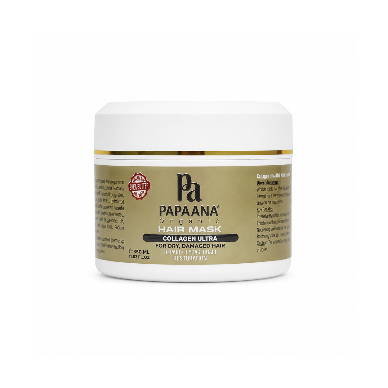 Papaana Organic Collagen Ultra Hair Mask 350ml hair repair mask for dry and damaged hair, formulated to nourish and restore softness and shine.