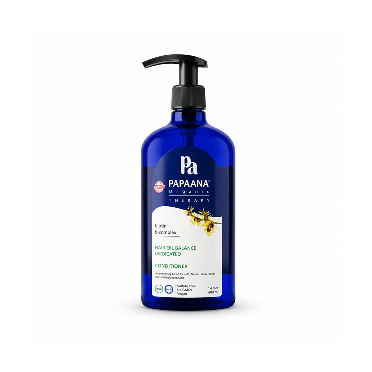 PAPAANA Organic Therapy Hair Oil Balance Medicated Conditioner 400ml bottle for oily scalp care and balanced, nourished hair.