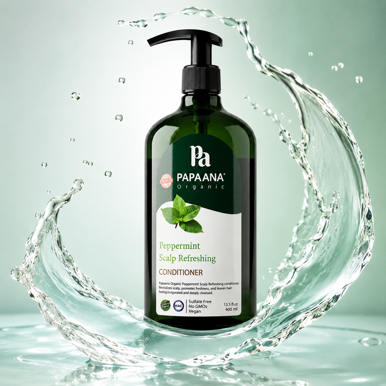 Papaana Organic Peppermint Scalp Refreshing Conditioner 400ml scalp conditioner for soothing itchy scalp and refreshing hair care.
