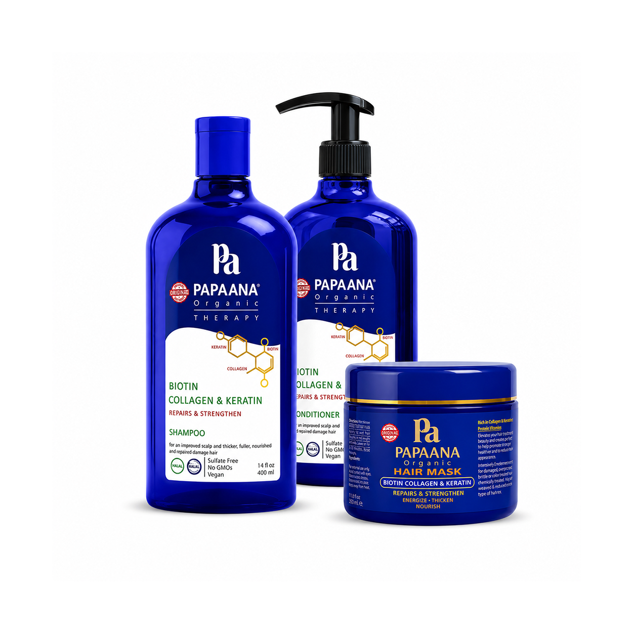 Papaana Organic Biotin, Collagen & Keratin Boost Set