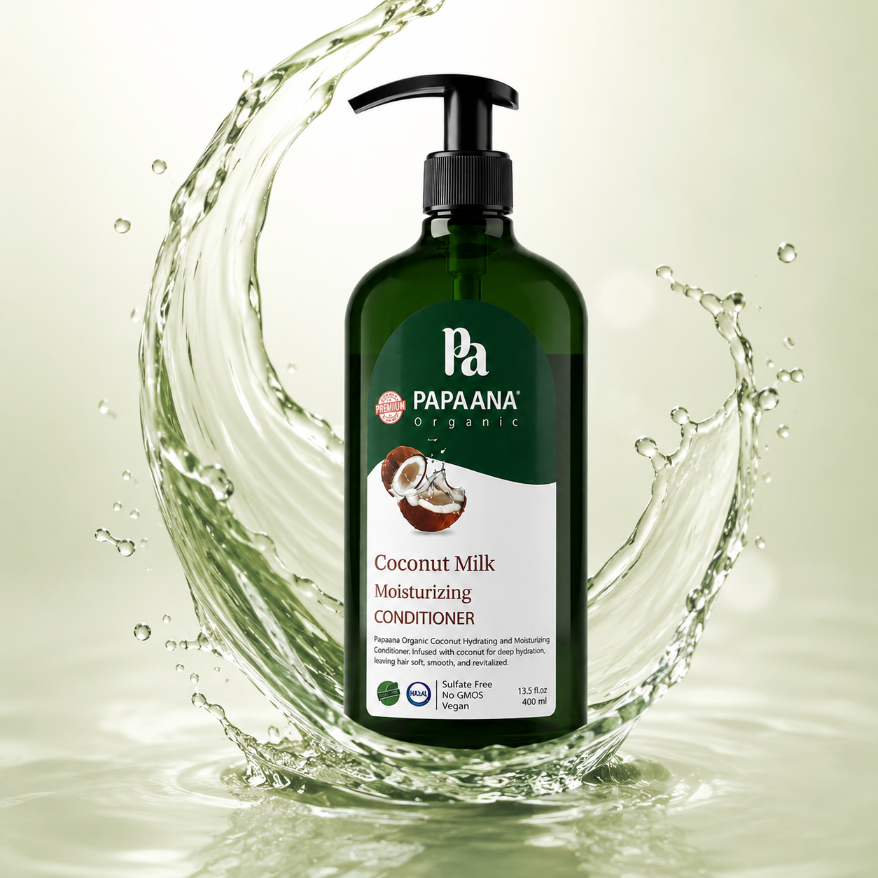 Papaana Organic Coconut Milk Moisturizing Conditioner 400ml moisturizing hair conditioner for dry hair, promoting softness and manageability.