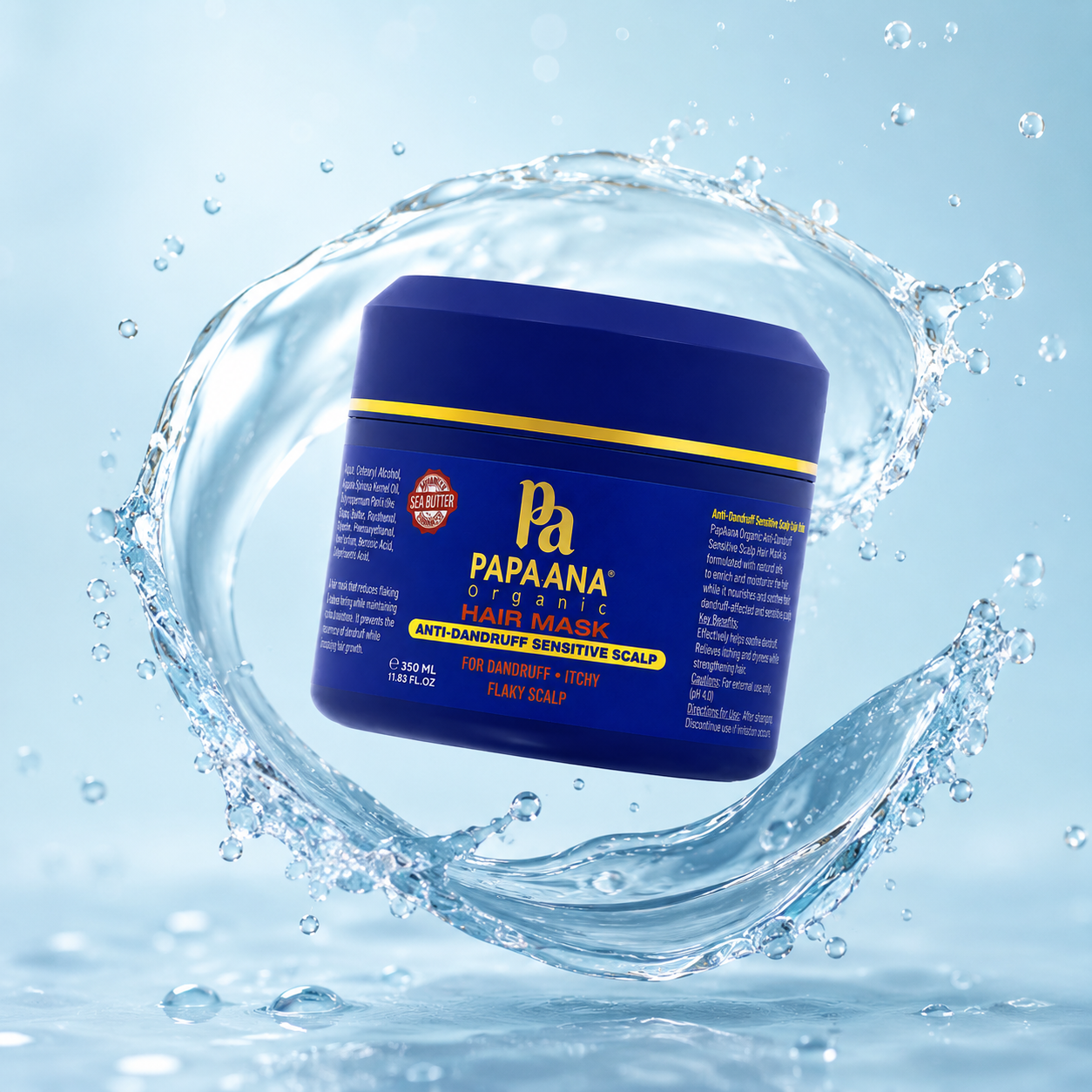 Papaana Organic Hair Mask Anti-Dandruff Sensitive Scalp 350ml hair mask for reducing dandruff, flakes and scalp irritation.