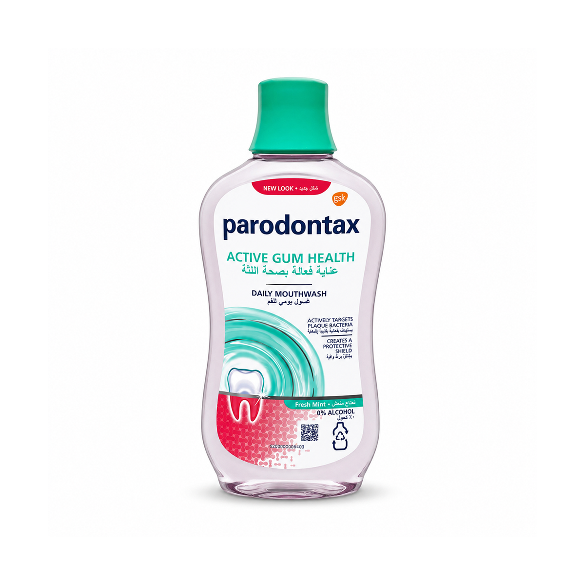 Parodontax Active Gum Health Daily Mouthwash Fresh Mint 0% Alcohol 500ml for daily plaque and gum care