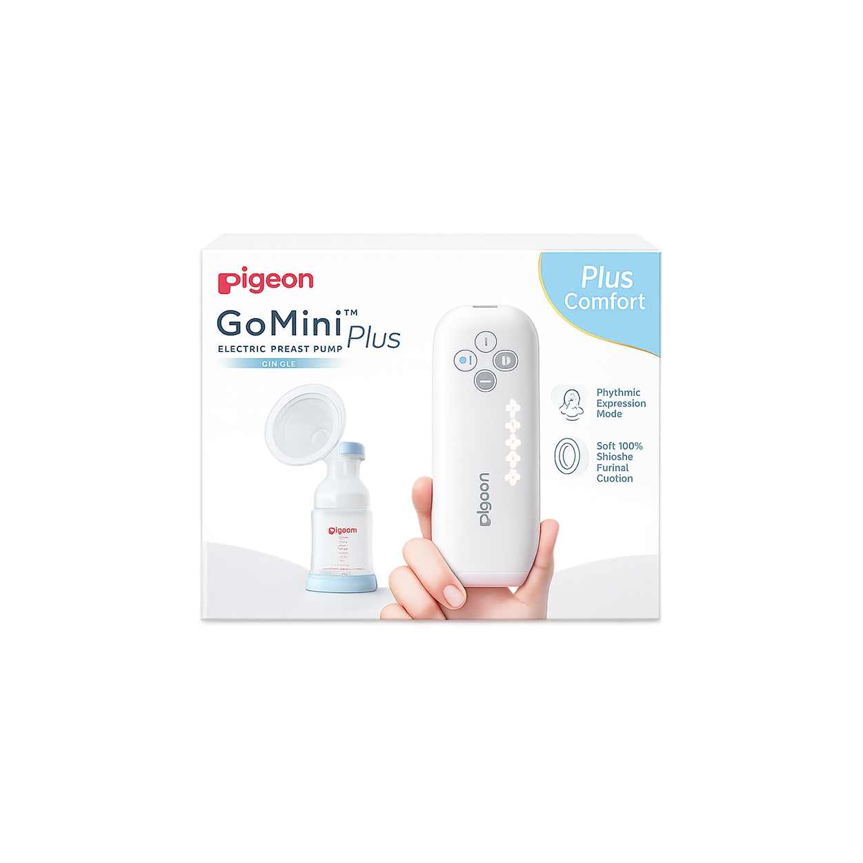 Pigeon GoMini™ Plus Electric Breast Pump Single portable electric breast pump with silicone cushion for comfortable milk expression.