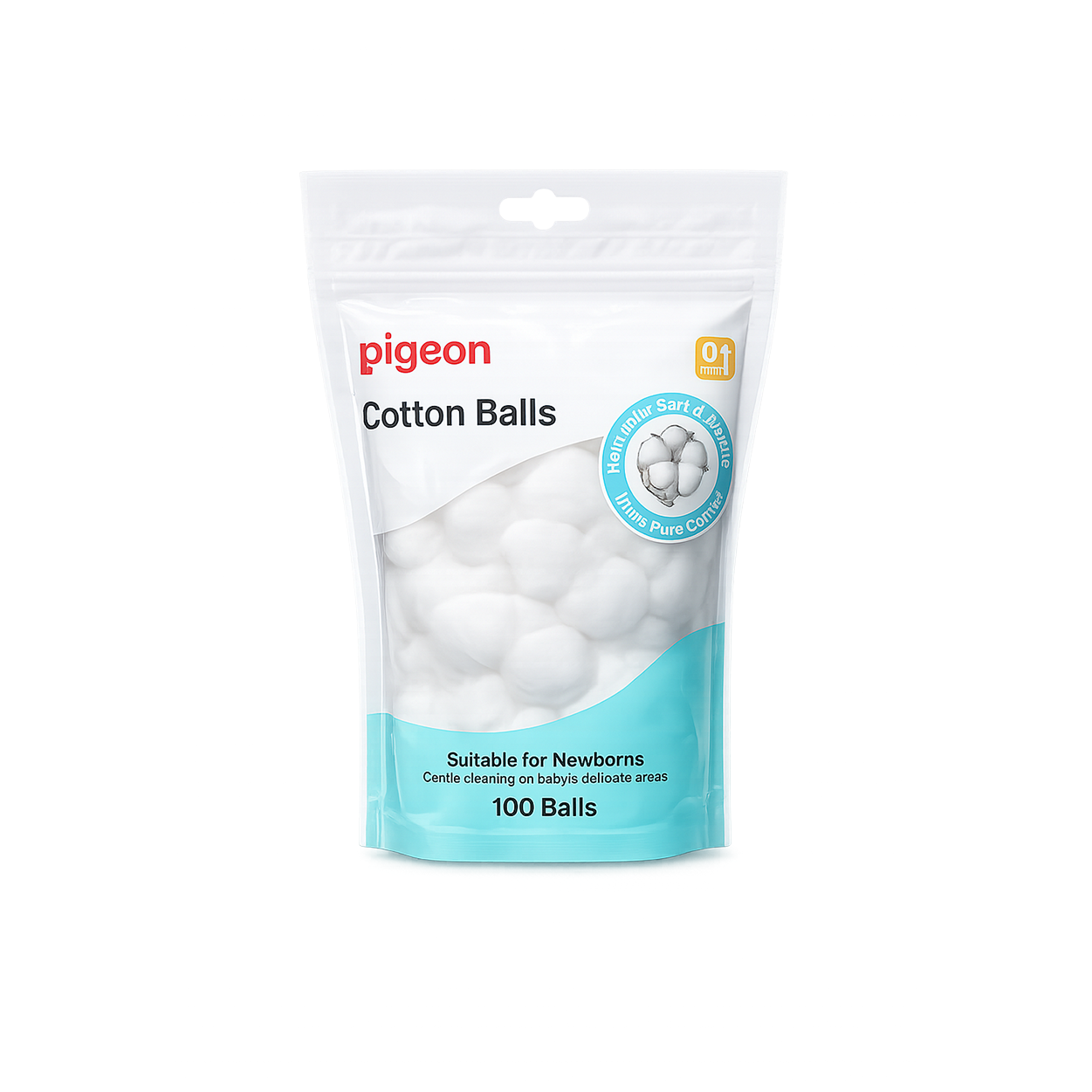 Pigeon Cotton Balls 100 Balls baby cotton balls made from 100% pure cotton for gentle newborn cleansing and delicate skin care.