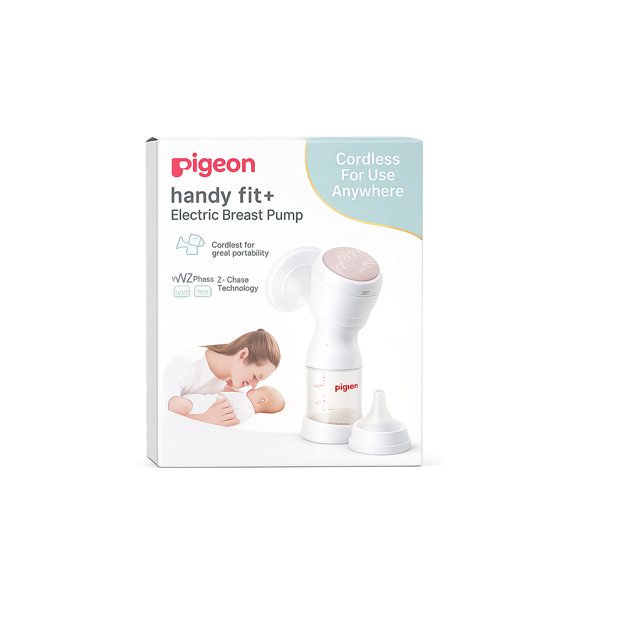 Pigeon Handy Fit+ Electric Breast Pump cordless breast pump with 2-phase expression technology for convenient milk expression support.
