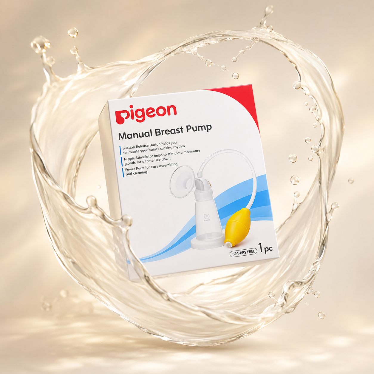 Pigeon Manual Breast Pump breastfeeding support device with BPA-BPS free design for comfortable breast milk expression, 1pc