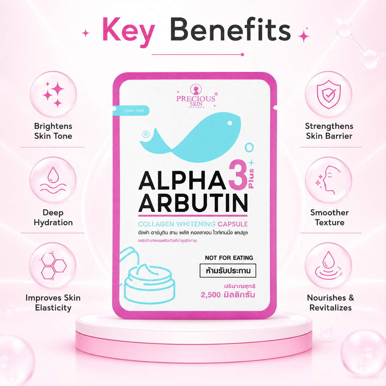 Precious Skin Alpha Arbutin 3 Plus Collagen Whitening Capsule 2500mg skin brightening capsule for dark spots and uneven tone