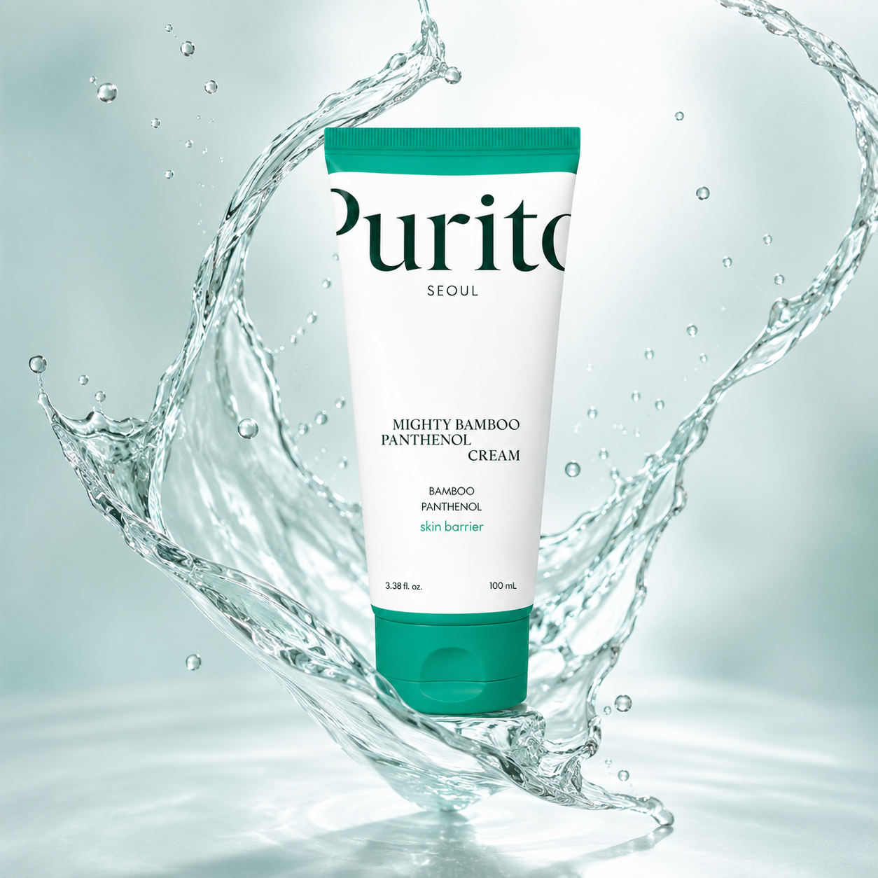 Purito Seoul Mighty Bamboo Panthenol Cream 100ml moisturizing face cream for skin barrier repair and long-lasting hydration for sensitive skin.