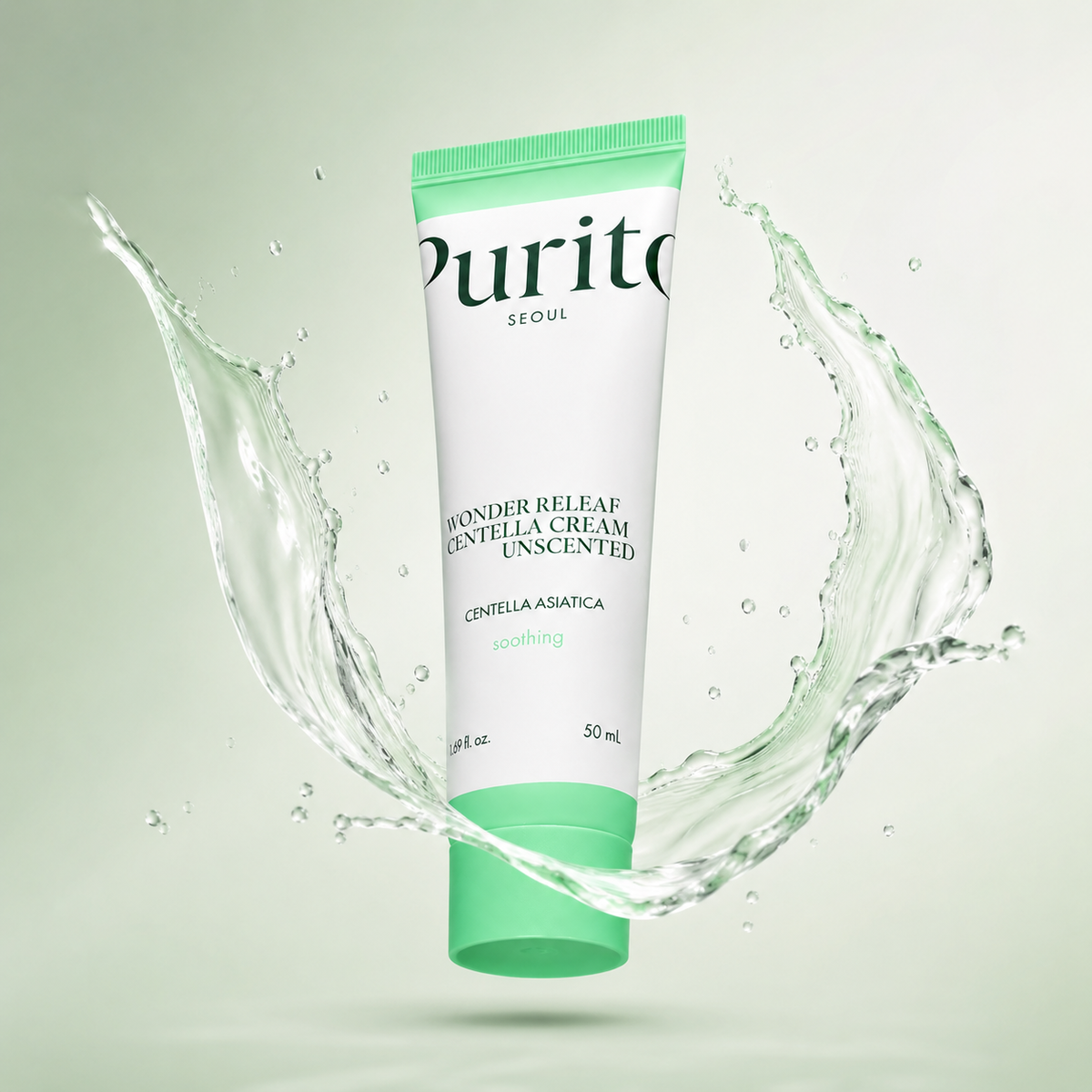 Purito Wonder Releaf Centella Cream Unscented 50ml facial cream for soothing and moisturizing dry, sensitive skin
