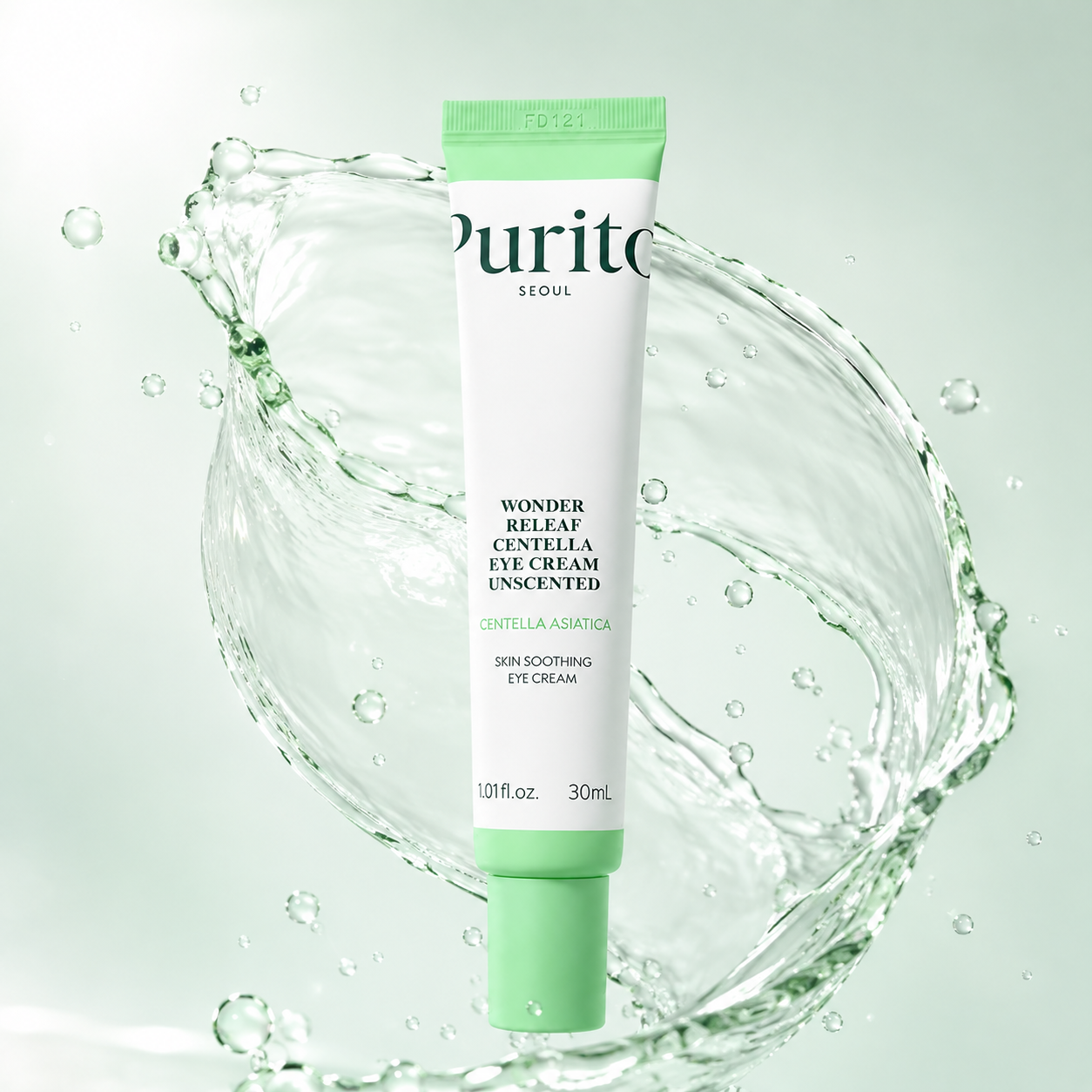 Purito Wonder Releaf Centella Eye Cream Unscented 30ml, soothing Centella Asiatica eye cream for delicate under-eye skin