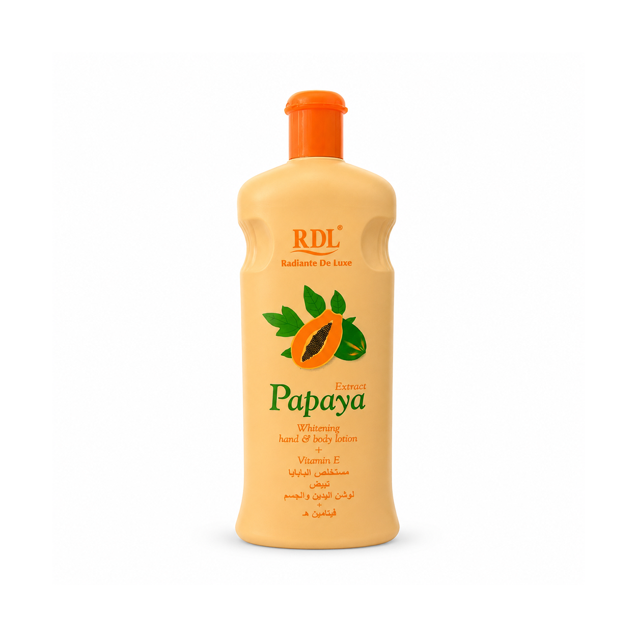 RDL Papaya Extract Whitening Hand & Body Lotion 600ml for dry and dull skin with Vitamin E hydration benefits