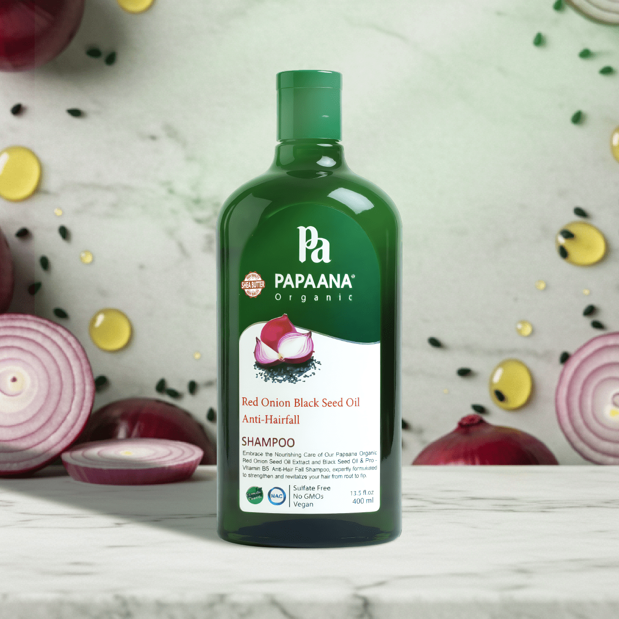 Papaana Organic Red Onion Black Seed Oil Anti-Hairfall Shampoo