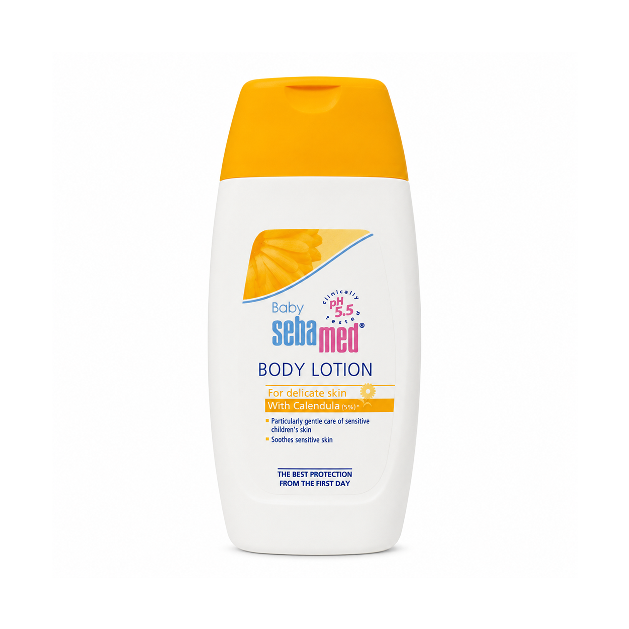 Sebamed Baby Body Lotion With Calendula 200ml for delicate baby skin, lightweight moisturizing body lotion for daily care.