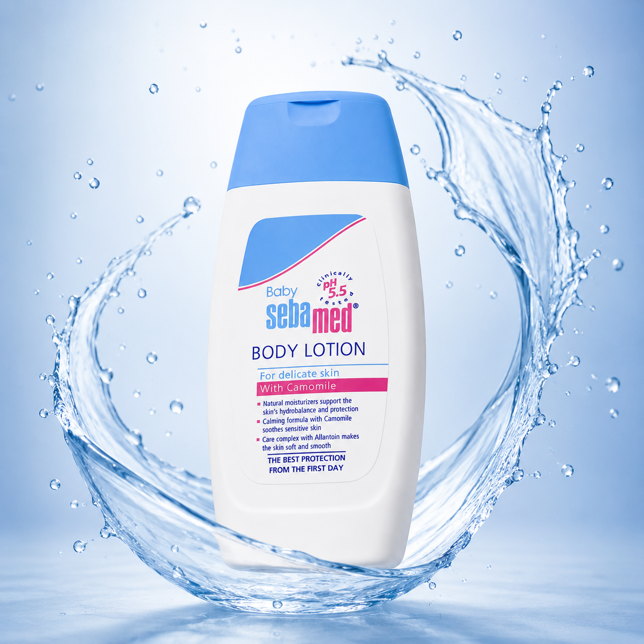 Sebamed Baby Body Lotion With Camomile 200ml for delicate sensitive skin hydration and daily baby skincare care