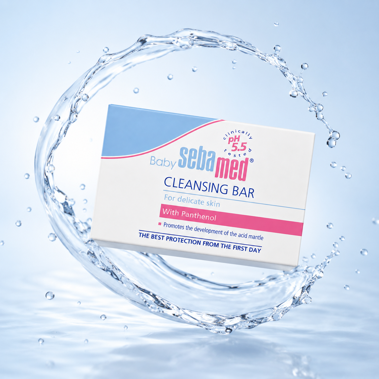 Sebamed Baby Cleansing Bar With Panthenol 100g for delicate sensitive baby skin with gentle pH 5.5 daily cleansing formula